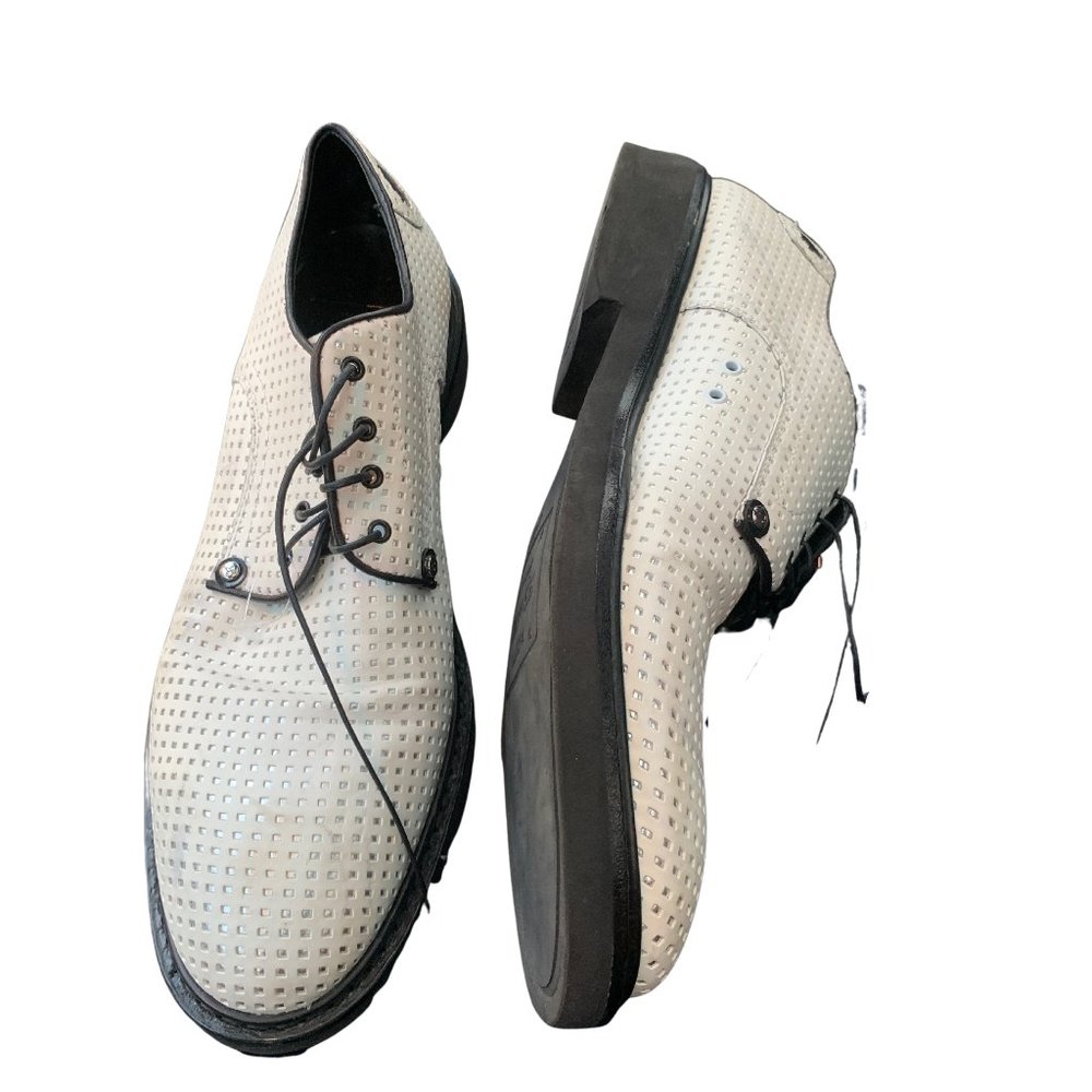 Lace-up Cesare Paciotti 308 Original Rivet White Italian Leather Men's Shoes 9.5